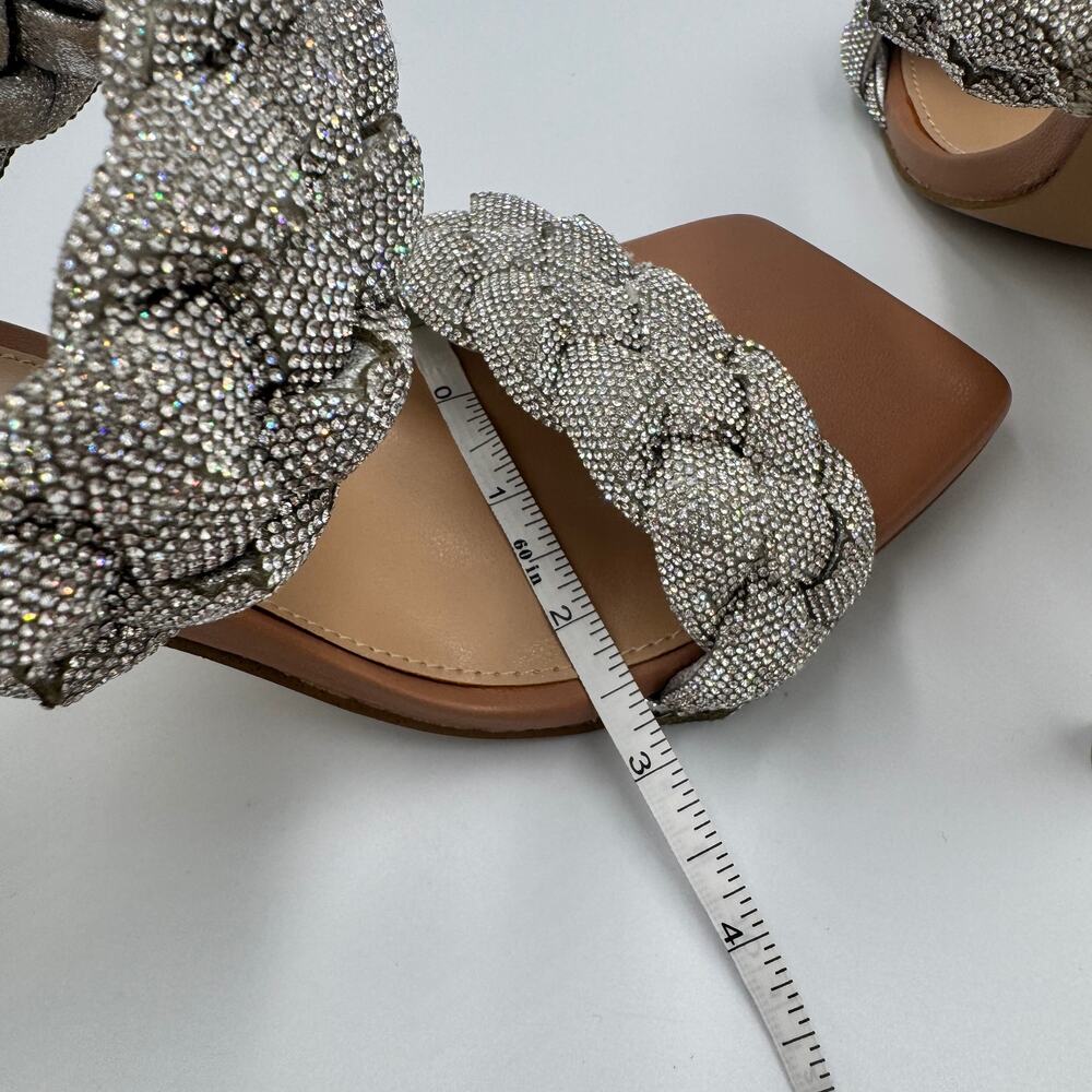 Steve Madden Kenley Silver Rhinestone Braided Double Strap Stiletto Mule Heel 10 - Picture 14 of 16